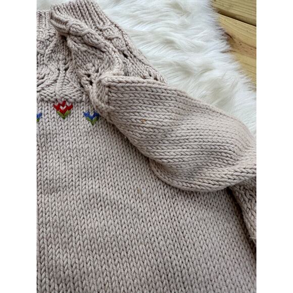 Handmade Floral Knit Tan Sweater - Picture 4 of 5